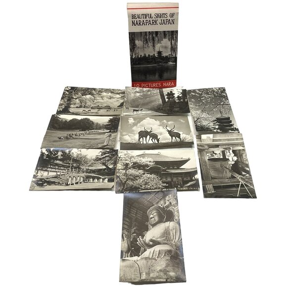 Nara-Park Japan RPPC Postcard Vintage Set of 9 Travel Souvenir Photos 1940s - Picture 1 of 16
